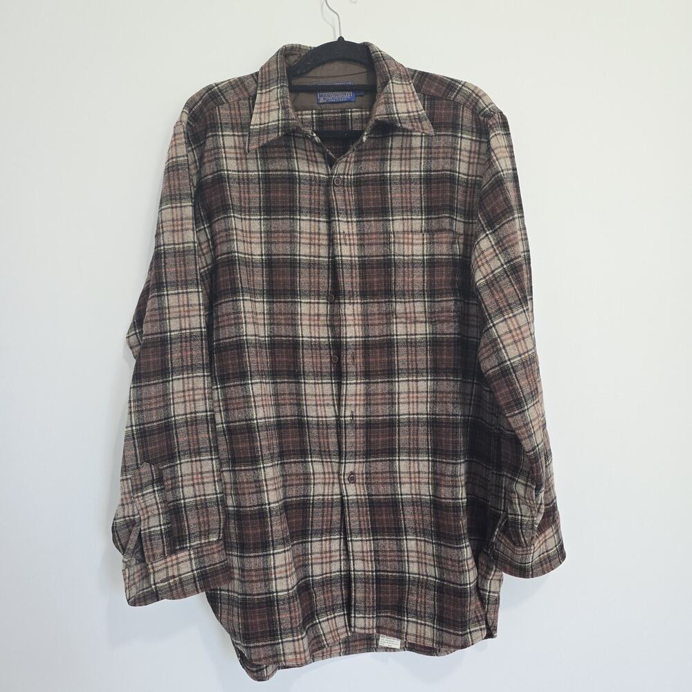 Pendleton Vintage Lodge 100% Virgin Wool Button Shirt - Large Long